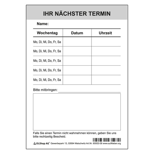 Terminblöcke terminzettel - terminblöcke,