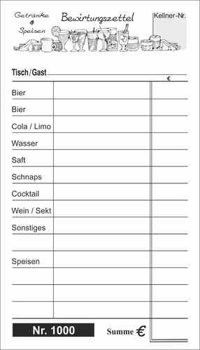 1000 nummerierte kellnerzettel - 1000,